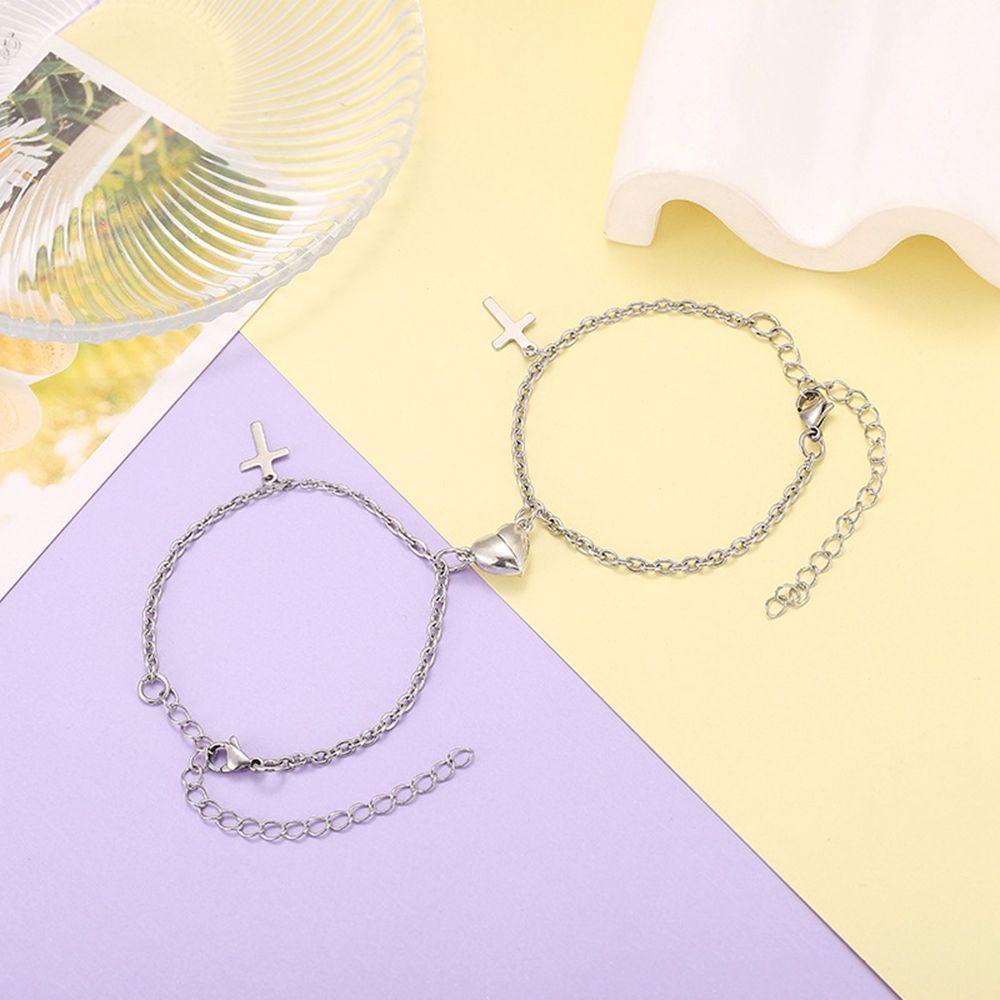 FORBETTER Vòng Tay Inox Hình Thánh Giá Dễ Thương Phong Cách Hàn Quốc Cho Nam