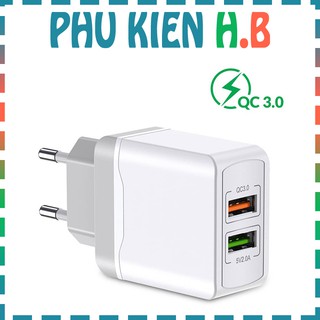 Củ sạc nhanh QC 3.0 18 W 2 cổng USB Quick charge 3.0 cho Samsung, apple iphone, xiaomi - Phụ Kiện HB