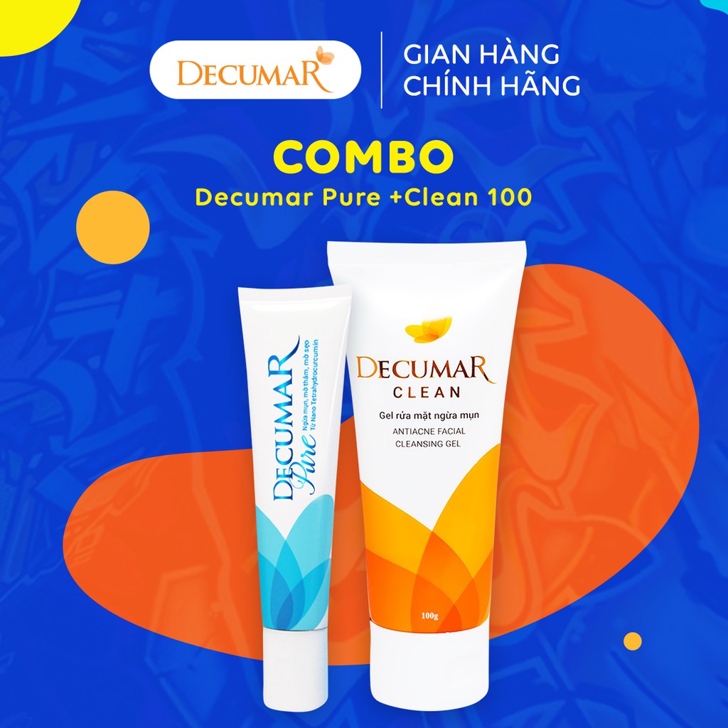 Bộ sạch mụn sáng da Nano Nghệ trong suốt Decumar Pure 15gr và Gel rửa mặt Decumar Clean 100gr