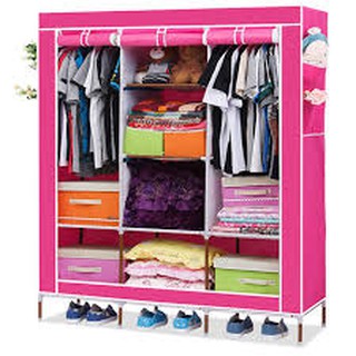Tủ vải 3 buồng loại lớn đựng quần áo cửa rèm chất lượng cao tủ vải 3 buồng 8 ngăn, tủ vải, tủ vải khung sắt