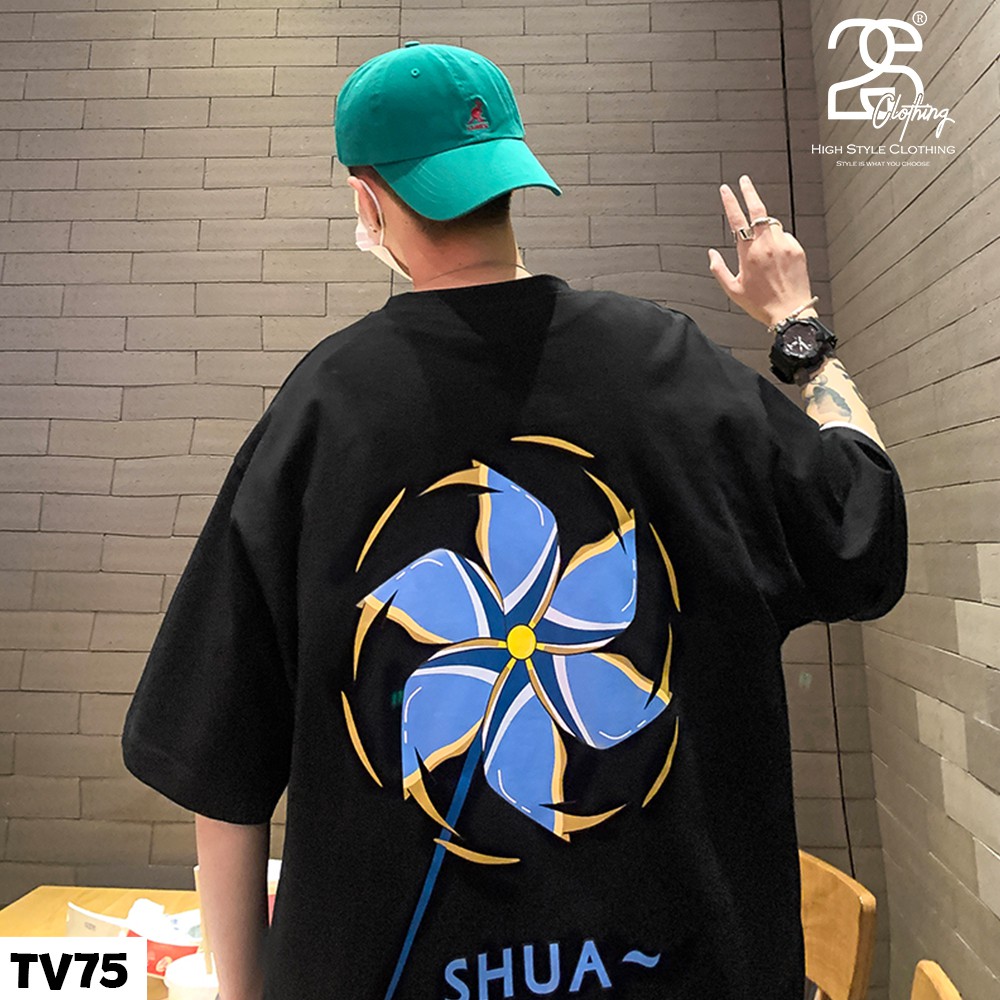 Áo Nam Form Rộng Cổ Tròn Form Rộng 2SClothing Áo Phông Đen Tay Lỡ Streetwwear Oversize Giá Rẻ In Hình Hàn Quốc TV75 | BigBuy360 - bigbuy360.vn