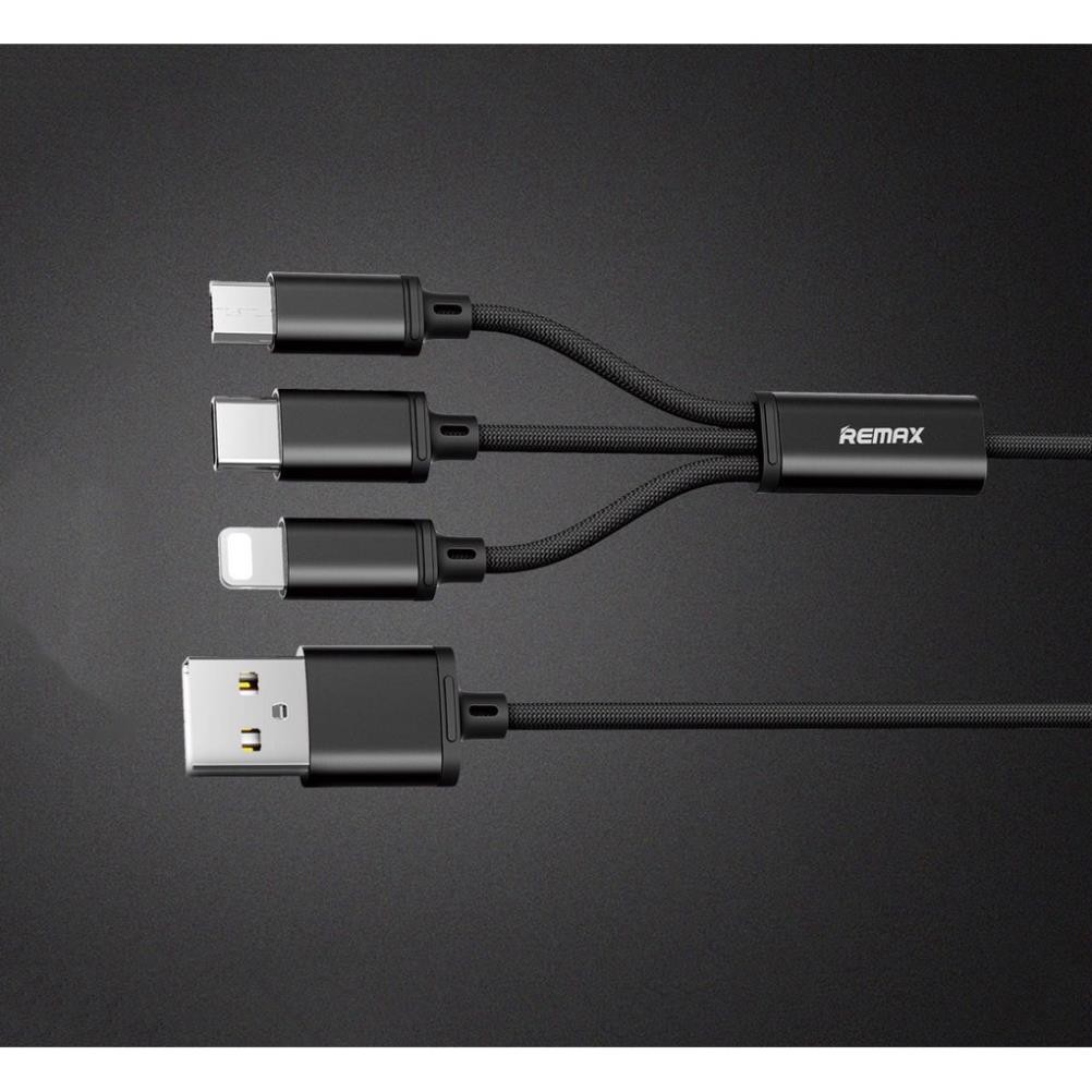 [Mã ELFLASH5 giảm 20K đơn 50K] Cáp Sạc Remax 3 Đầu RC-131TH IPHONE - MICRO USB - TYPE C dây dù 🔥 FREESHIP 🔥