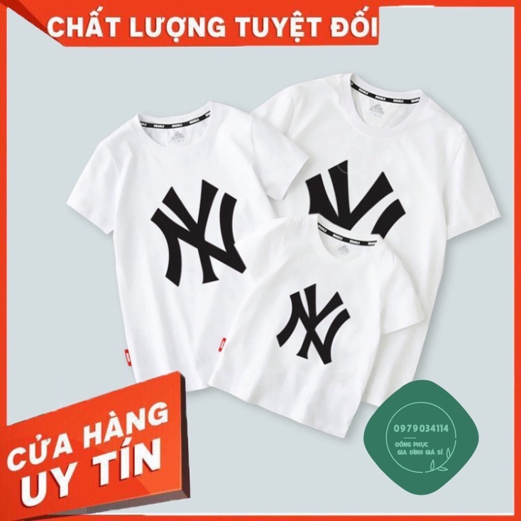 Áo gia đình N.Y Đồ đôi bố mẹ và bé Đồng phục gia đình 3/4/5 người giá rẻ Màu trắng GD0034T Áo thun giá sỉ