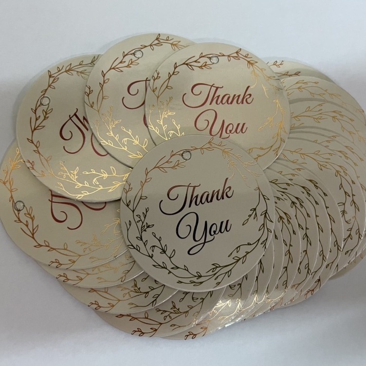 100c - Tag treo/Nhãn treo "Thank you" - phủ màng bạc Metalize