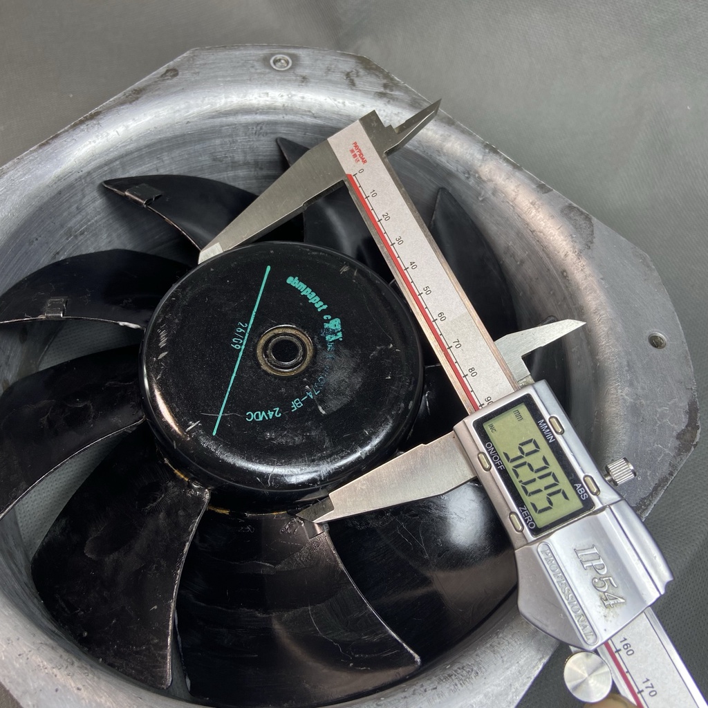 QUẠT 22.5 cm EBM PAPST 24V 2.3A 55W, FULL KIM LOẠI. GERMANY GIÓ MẠNH . W1G200-HH77-52
