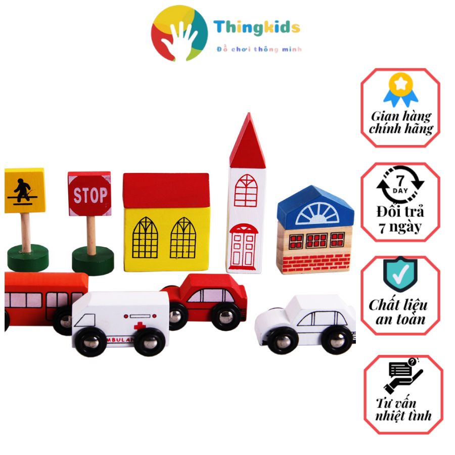 Mô hình Đồ chơi Đoàn Tàu Lượn-Thành Phố bằng gỗ - Thingkids