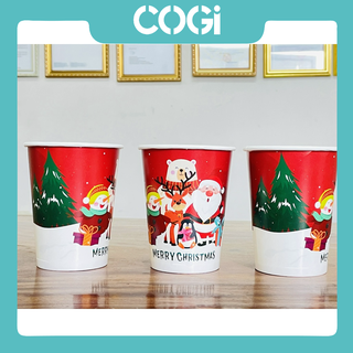 50 ly giấy noel, ly giấy giáng sinh nhiều size và họa tiết khác nhau đựng trà sữa cafe sinh tố