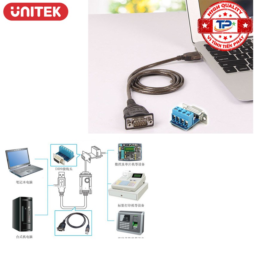 Cáp chuyển USB sang COM 9 RS485 Unitek Y-1081 RS-485