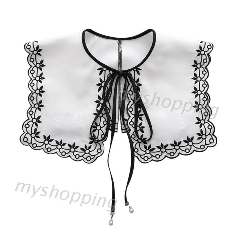 Cổ áo giả phối ren nơ hoa thời trang cao cấp độc đáo