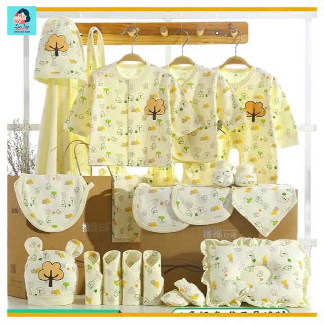 SET ĐỒ SƠ SINH QUÀ TẶNG CHO BÉ, QUÀ TẶNG SƠ SINH 100% cotton cao cấp xuất Hàn 18.21.24.26 chi tiết