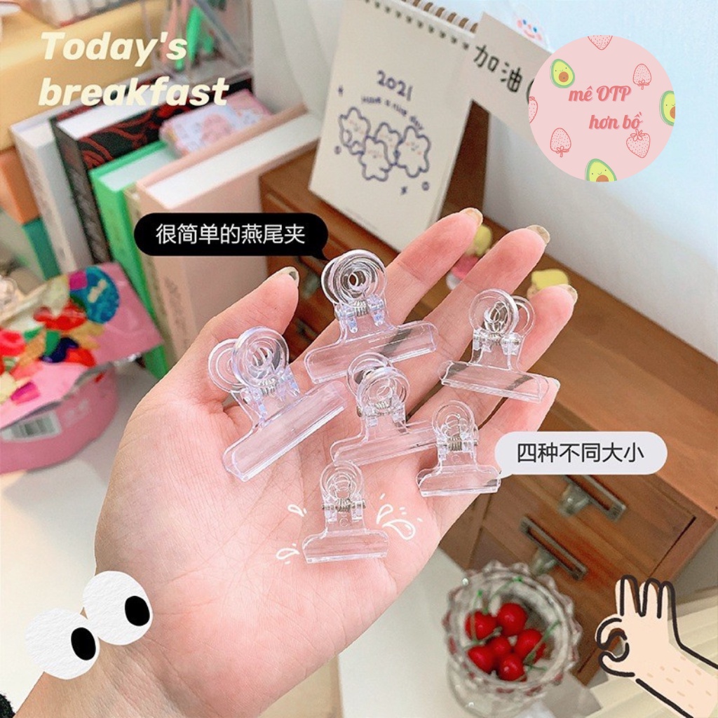 Kẹp giấy trong suốt, nhiều màu, hình trái tim, nhỏ gọn tiện lợi