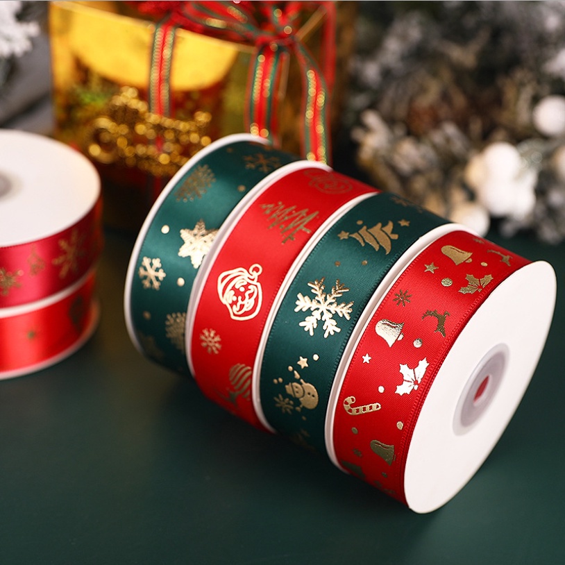 Cuộn 10M Dây Ruy Băng Polyester 25mm Trang Trí Giáng Sinh
