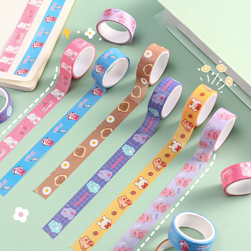 AMYMOONS 1 Cuộn Băng Keo Washi Hình Gấu Hoạt Hình Nhiều Màu Dễ Thương Trang Trí Sổ Tay Thủ Công DIY