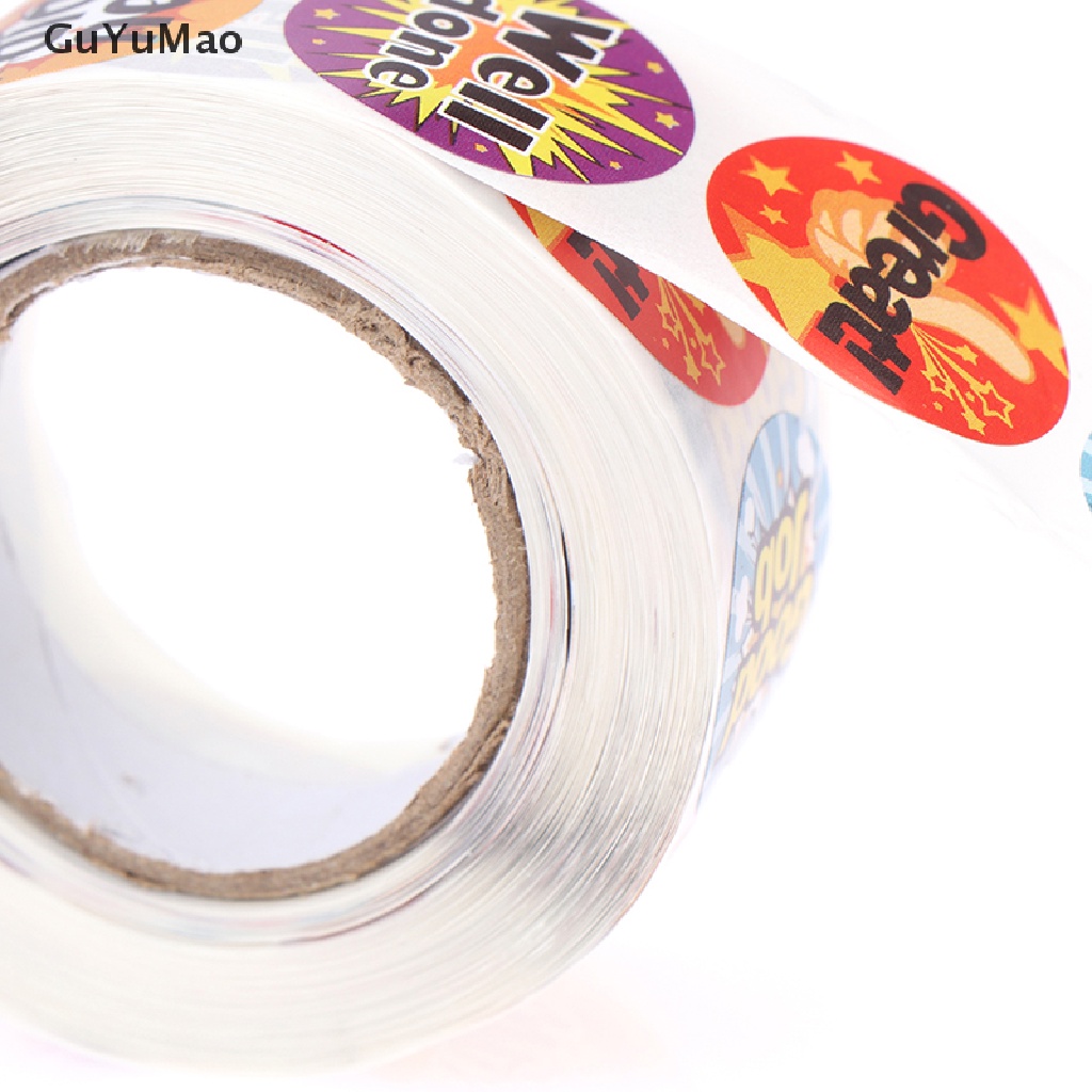 Cuộn 500 nhãn dán 8 kiểu dáng với các từ khen ngợi hình dáng hoạt hình cho trẻ em