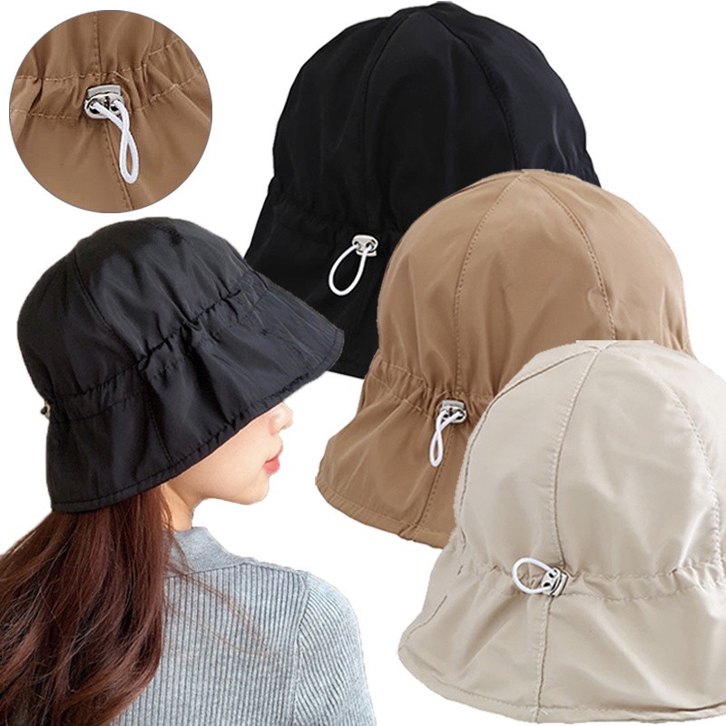 1 Mũ Tai Bèo Chống Tia UV Có Dây Rút Thoáng Khí Điều Chỉnh Linh Hoạt Phong Cách Hàn Quốc
