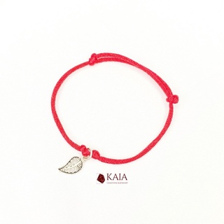 Vòng tay chỉ đỏ charm bạc chiếc lá (leaf) may mắn bình an - KAIA