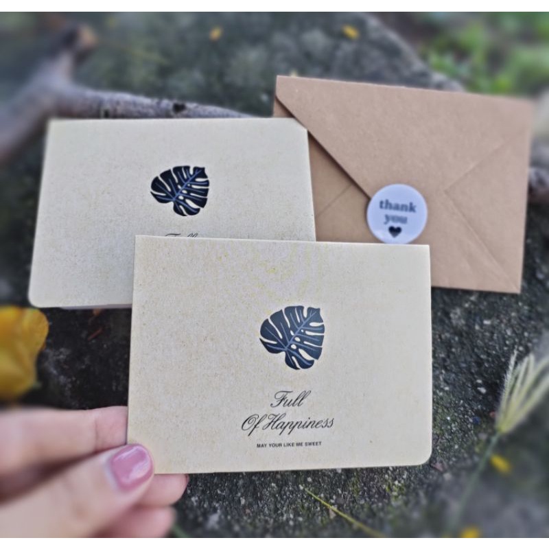 Thiệp kraf lá chia làm quà tặng, decor, phong cách Vintage