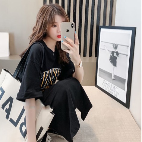 Korean fashion innovation Short-sleeved dress Elegant temperament