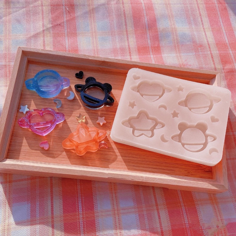 Khuôn Silicone Làm Móc Khóa Đất Sét Polymer Hình Hành Tinh 3D DIY