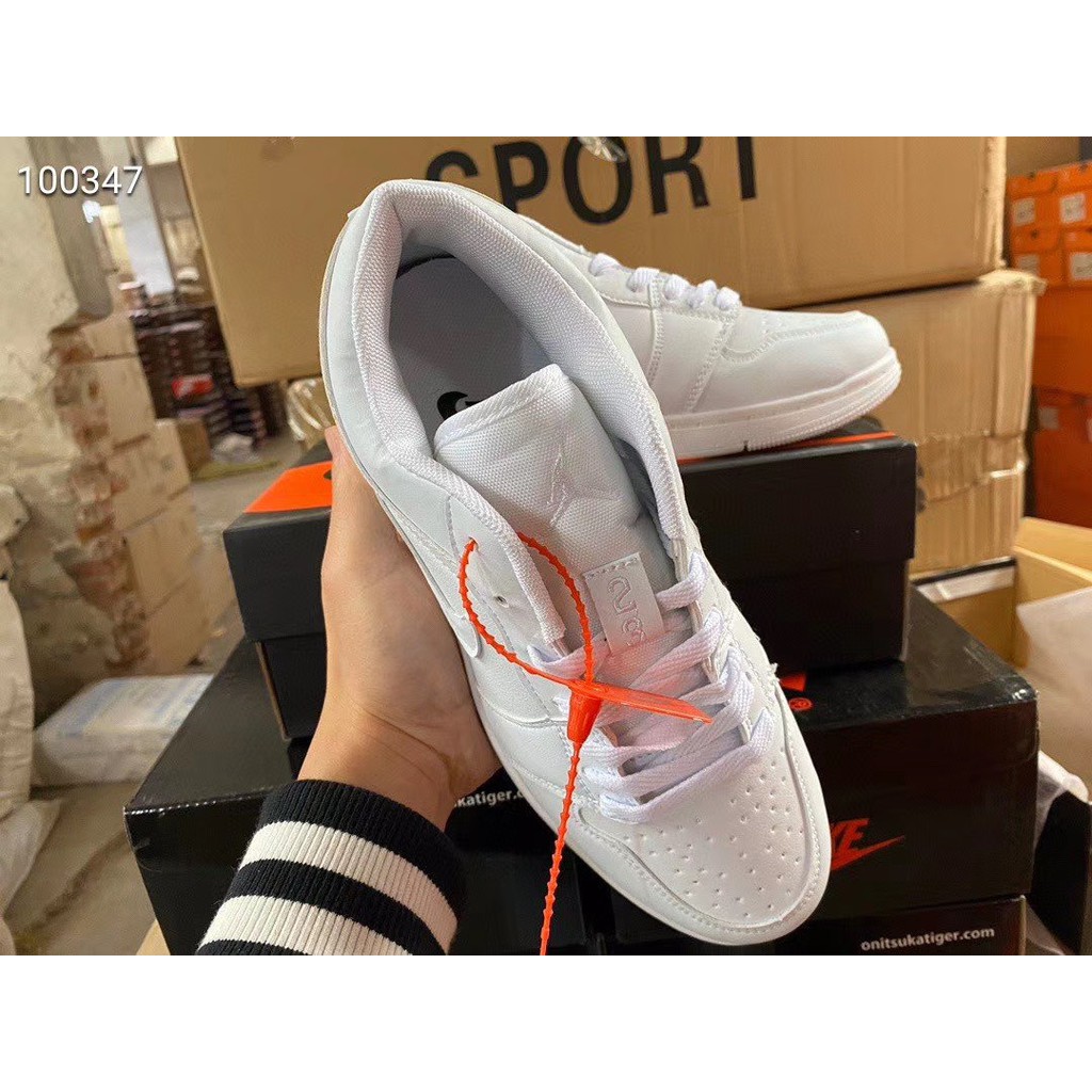 [Fullbox+Bill+Tag] Giày Sneaker Jordan 1 Triple White Low Full Trắng Cổ Thấp (Freeship)