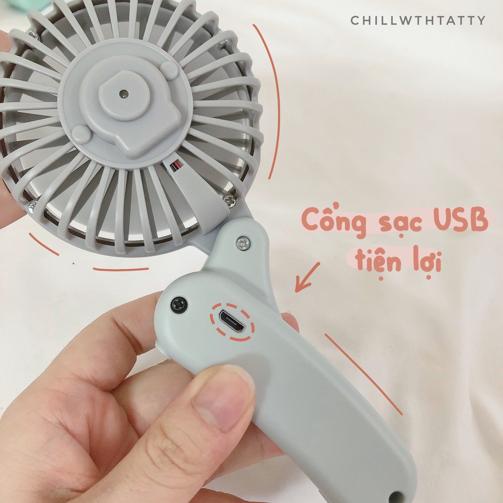 Quạt mini cầm tay, để bàn có tai thỏ dễ thương | Chillwthttatty |