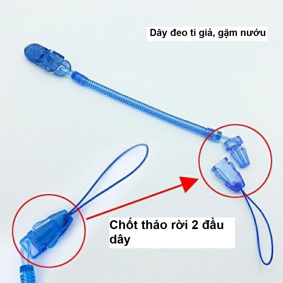 Dây đeo ti giả, túi nhai dây đeo gặm nướu chống rơi lò xo cho bé
