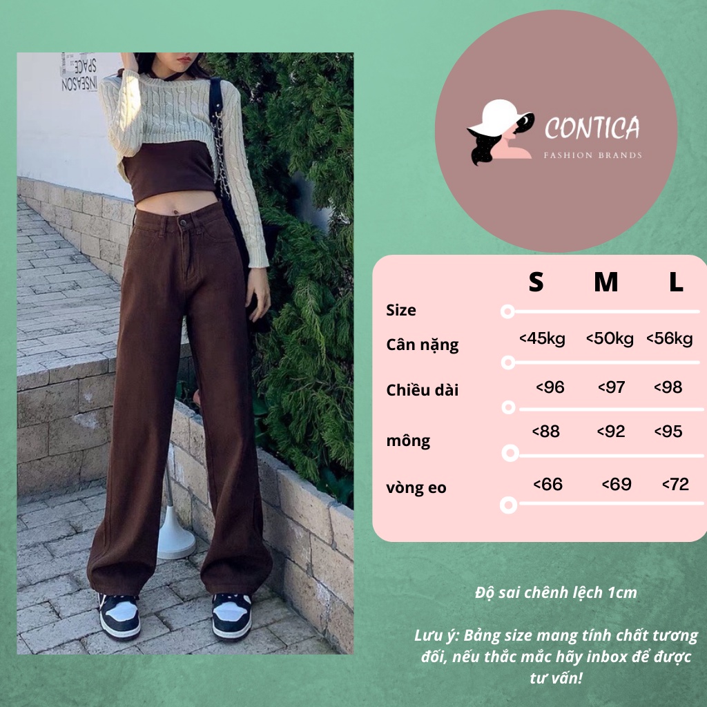 Quần Kaki ống rộng, Quần Baggy Nữ Ống Suông Rộng Trẻ Trung Năng Động, có ảnh thật