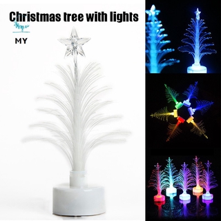 Colored Fiber Optic LED Light-up Mini Christmas Tree with Top Star Battery Powered Children Toy Light Tree