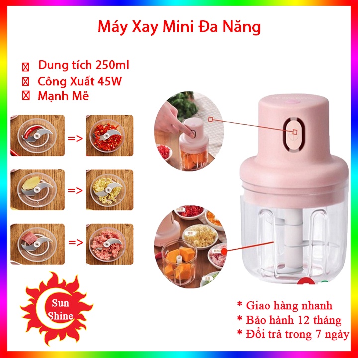 Máy xay tỏi ớt cầm tay mini,Máy Xay 250ml,Xay các loại thực phẩm,Siêu Tiện Lợi Mẫu Mới 2021