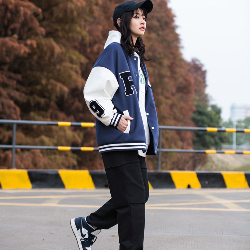 Áo khoác Bomber,Varsity Jacket nam nữ cao cấp màu xanh