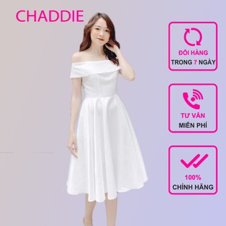 Đầm dự tiệc, dạo phố dáng xòe nhẹ trễ vai ngang xinh xắn