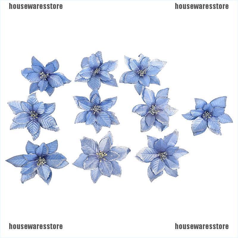 Bộ 10 Bông Hoa Giả Lấp Lánh Trang Trí Cây Thông Giáng Sinh