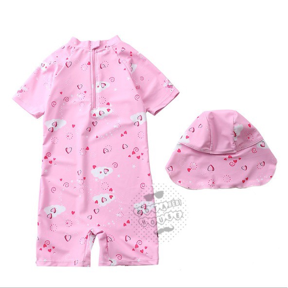 7-23kg [kỳ lân hồng] (có nón che gáy) Đồ bơi liền thân cho bé gái - DOTAbébi HOUSE