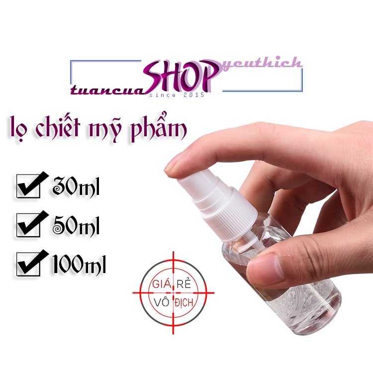 Chai chiết xịt phun sương, lọ xịt dung dịch 30ml - 50ml - 100ml chiết mỹ phẩm, nước hoa (BC03)