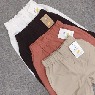  Quần đũi baggy nữ bọc khuy chất vải Đũi Xước Hàn 