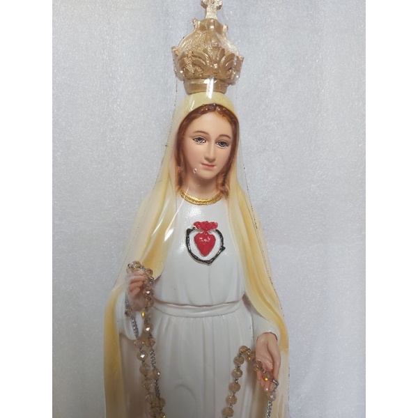 Tượng công giáo - Tượng Đức Mẹ Fatima mẫu xưa màu kem 45cm siêu rẻ