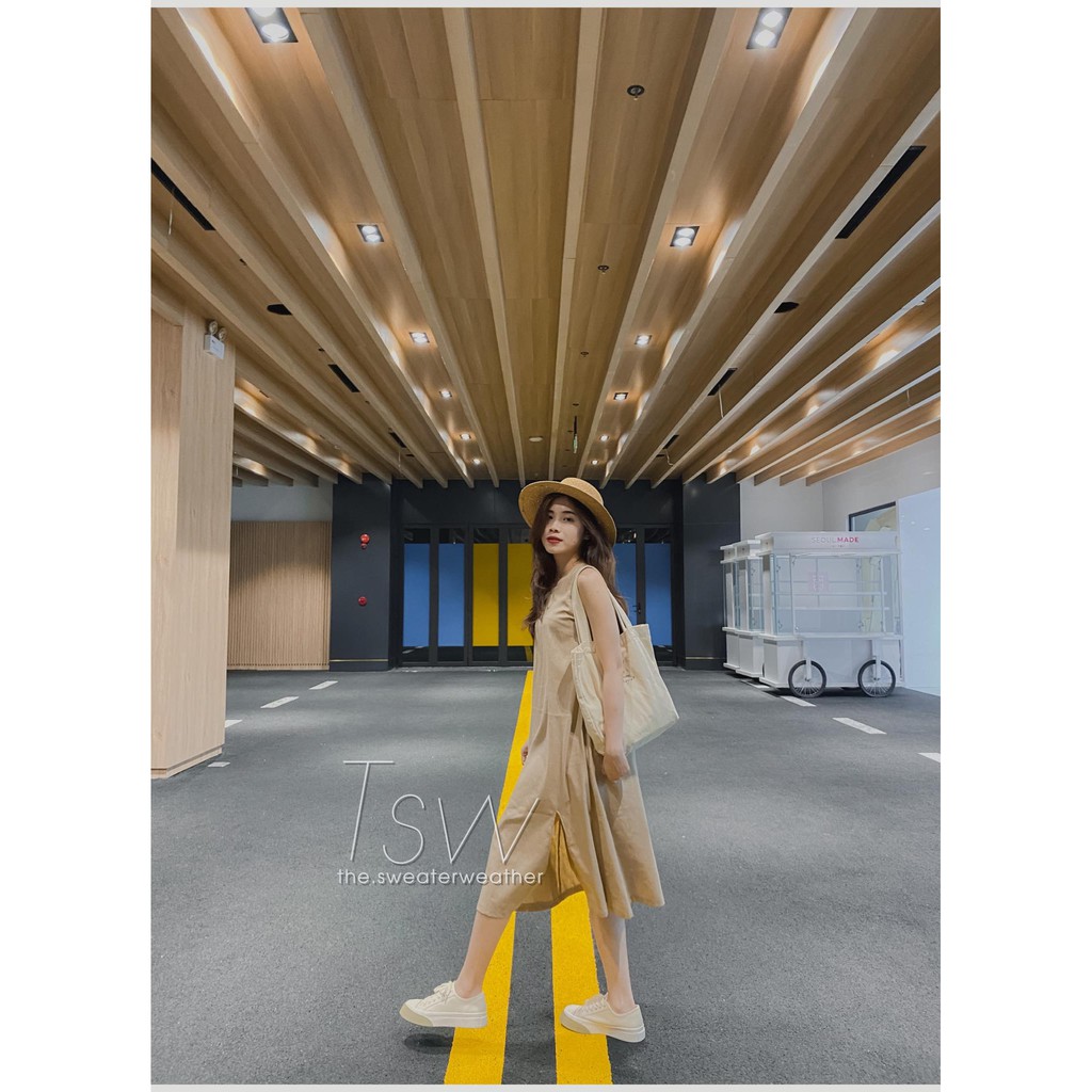 Váy suông ba lỗ xẻ đùi ulzzang che khuyết điểm chất thô đũi (Ảnh thật) | BigBuy360 - bigbuy360.vn