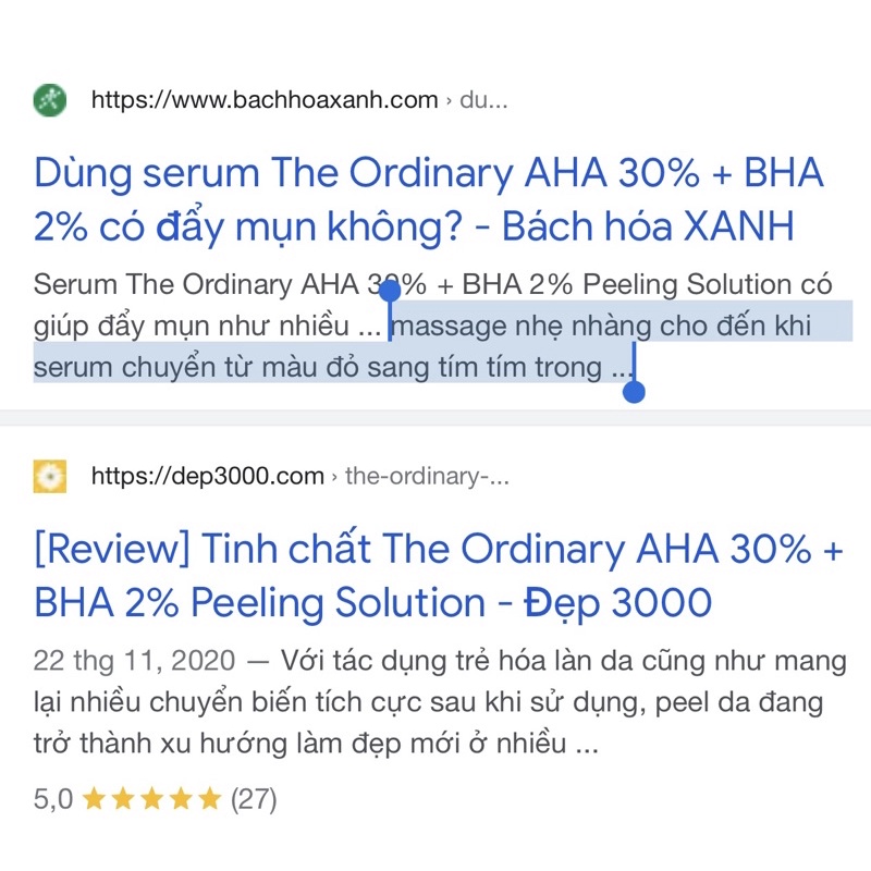 Tinh Chất Peel da The Ordinary AHA 30%+BHA 2% Peeling Solution 30ml