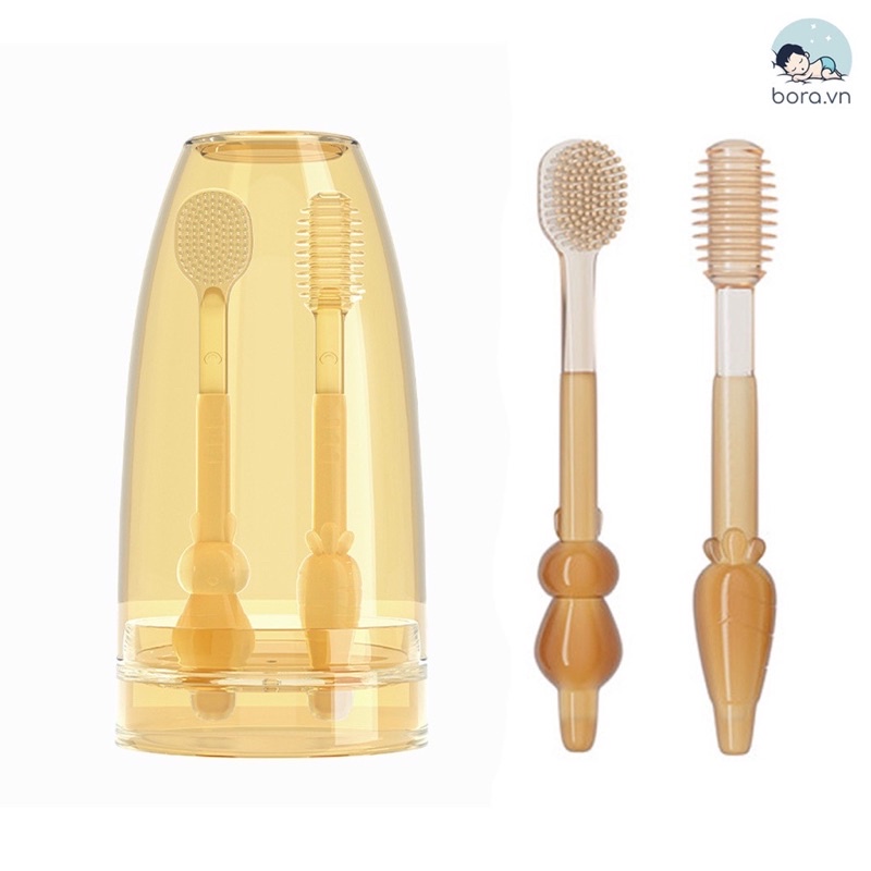 Set rơ lưỡi và bàn chải đánh răng silicon cho bé từ 0 - 18 tháng