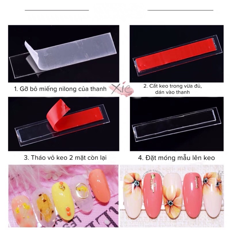 THANH MICA ĐỂ MÓNG / TRƯNG MÓNG MẪU - Set 48 thanh mica trưng bày mẫu nail - 1 thanh dán được 5 móng 💓💖