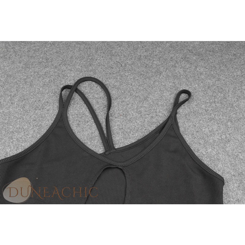 DUNEA Bộ Áo Liền Quần Không Tay Màu Trơn Thiết Kế Độc Đáo Dành Cho Nữ