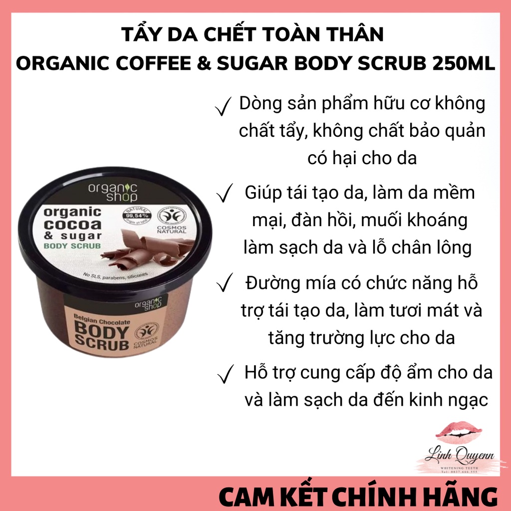 Tẩy Da Chết Organic Coffee &amp; Sugar Body Scrub Nga 250Ml