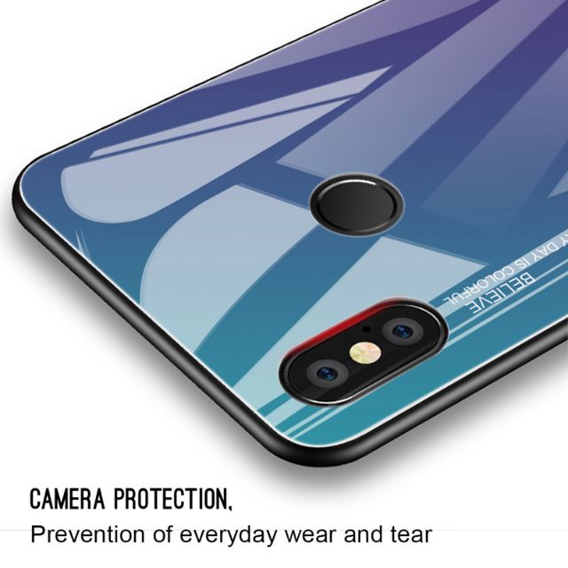 Ốp lưng kính đa sắc cho Xiaomi Redmi Note 5 / 5 Pro - Mặt kính viền dẻo để dễ
