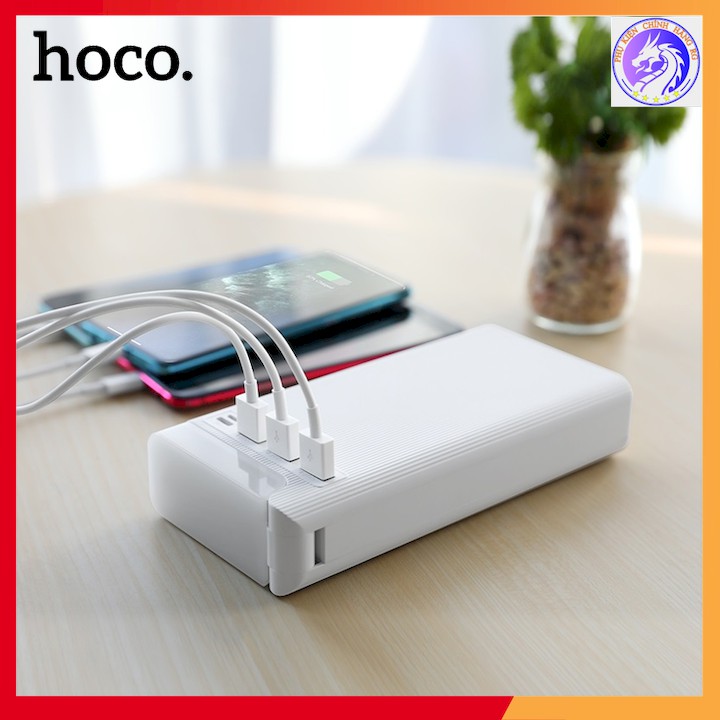 Pin Dự Phòng hoco j62 30000mAh ba đầu ra USB 2A với đèn LED và đèn bàn