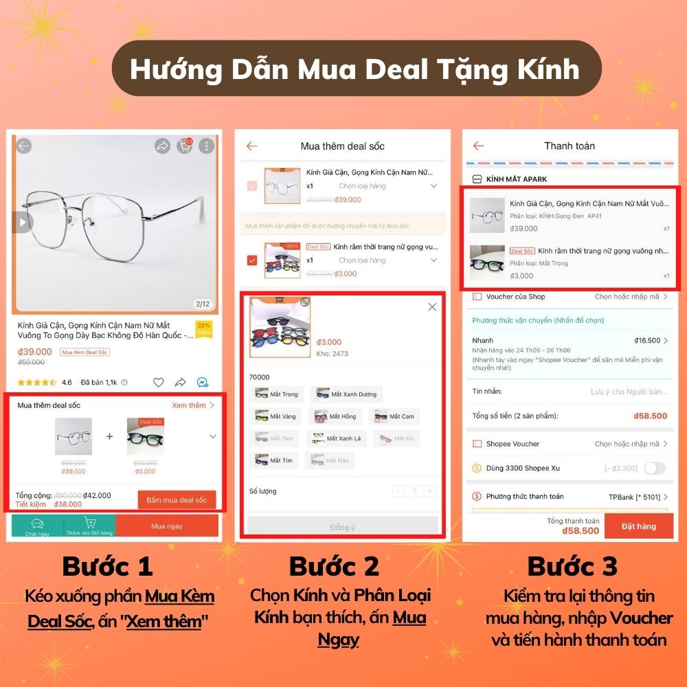 Kính Giả Cận, Gọng Kính Cận Nam Nữ Mắt Vuông To Gọng Dày Bạc Không Độ Hàn Quốc - APARK AP41