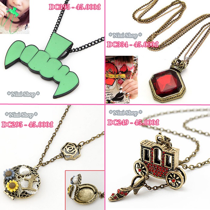 Vòng cổ dây da - hợp kim xi bạc, vàng, vintage (kéo sang phải xem thêm mẫu)