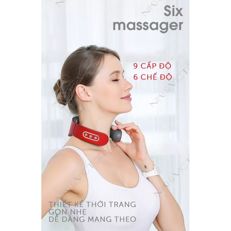 Máy Mát Xa Cổ Và Vai Gáy Thông Minh 4 Điện Cực, 6 Chế Độ Massage , 9 Mức Cường Độ.