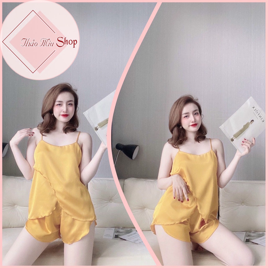 🌹Đồ ngủ lụa 2 dây tà chéo dễ thương lụa satin vải siêu mịn siêu xinh🌹