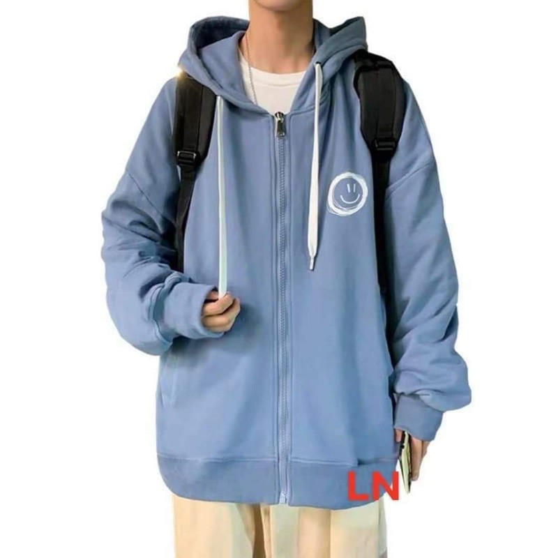 LN12 Áo khoá lô gô mặt cười trắng | BigBuy360 - bigbuy360.vn