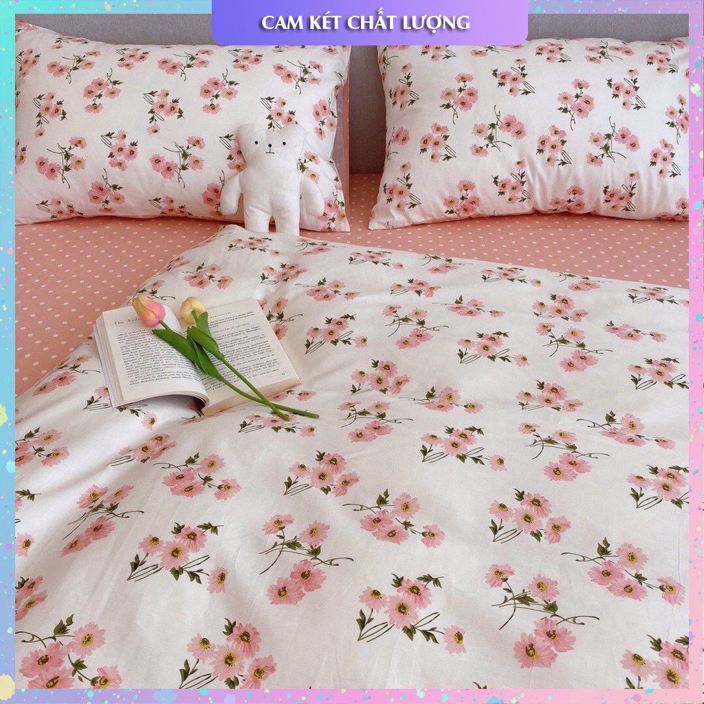 Bộ chăn ga + 2 vỏ gối cotton 100% siêu mềm mượt hàng loại 1 đốn tim các chị em